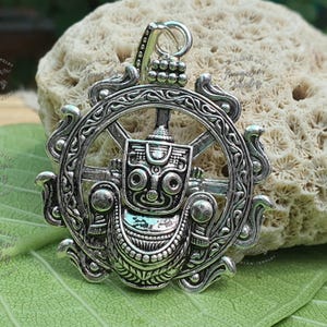Lord Jagannath Pendent - Sacred Hindu Deity Pendent for Worship and Silver Pendent