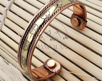 Tree of Life Copper Magnetic Bracelet, Hindu God Engraved Bracelet