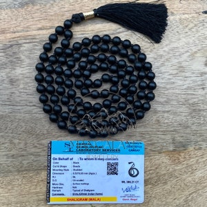 Shaligram Mala, Shaligram Necklace- Lab Certified mala, Rosary Mala, 108 Bead Mala, Symbolic Necklace, Shaligram Pendent
