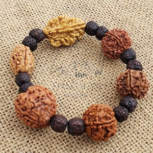 Rudraksha 2 3 4 5 6 7 Mukhi (Face) Beads Mala Wrist Band Bracelet For Men and Women, Rudraksha Bracelet, Shiva armlet.