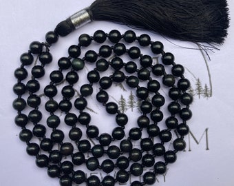 Black Obsidian Mala, Knotted Mala, Gemstone Jewelry, 108 Mala Beads, Spiritual Necklace, Black Obsidian Necklace