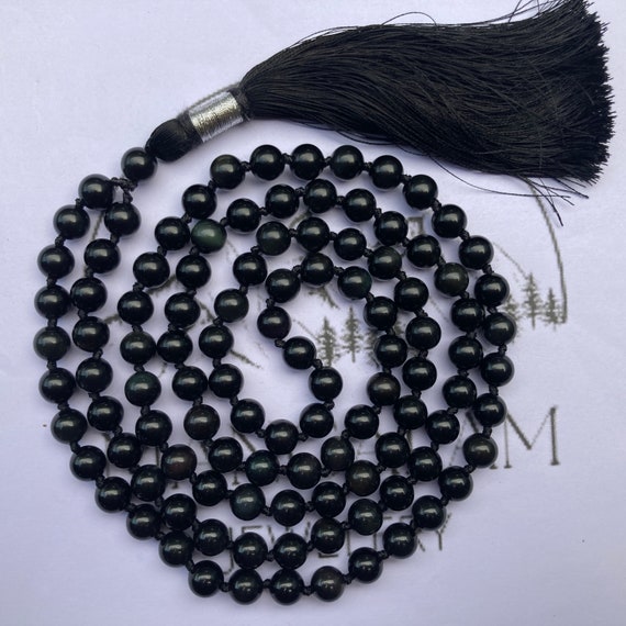 Black obsidian on sale mala beads
