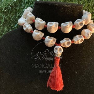 Big Howlite Skull Beads Skull Mala, Skull Necklace, Mala Beads, Yoga Gifts, Shiva Jewelry, Kapala Prayer Beads, Kali Mala, Kali Maa Goddess