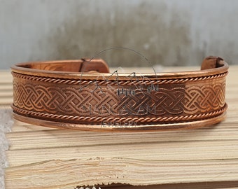 Celtic Copper Magnetic Bracelet, Hammered Cuff Bracelet For Pain Relief,  Copper Jewelry