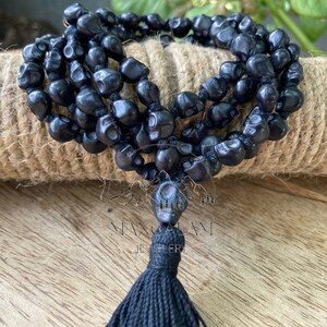 Black Skull mala, Kali Necklace, Kapala Necklace, Mala Beads, Skull Necklace, Shiva Necklace, Handmade Jewelry