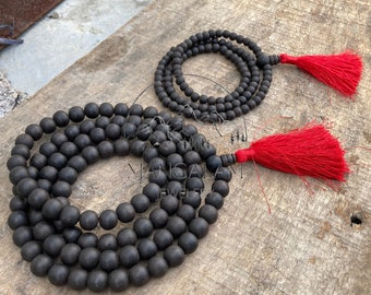 Matte Karungali Mala 6MM and 10MM, Ebony Wood Mala, Wood Bead Necklace, Prayer Beads, Handmade Necklace
