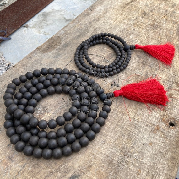 Matte Karungali Mala 6MM and 10MM Ebony Wood Mala Wood Bead