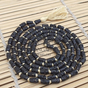108 Dark Black Skull Prayer Beads Mala, Skull Meditation Mala, Hindu Goddess Kali Alter Beads, Skull Mala Necklace, Kali Mala Necklace