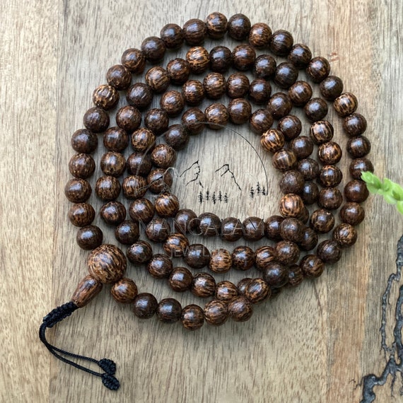 Wooden Meditation Mala with Inlay Counters, 108 Beads – Buddha Groove