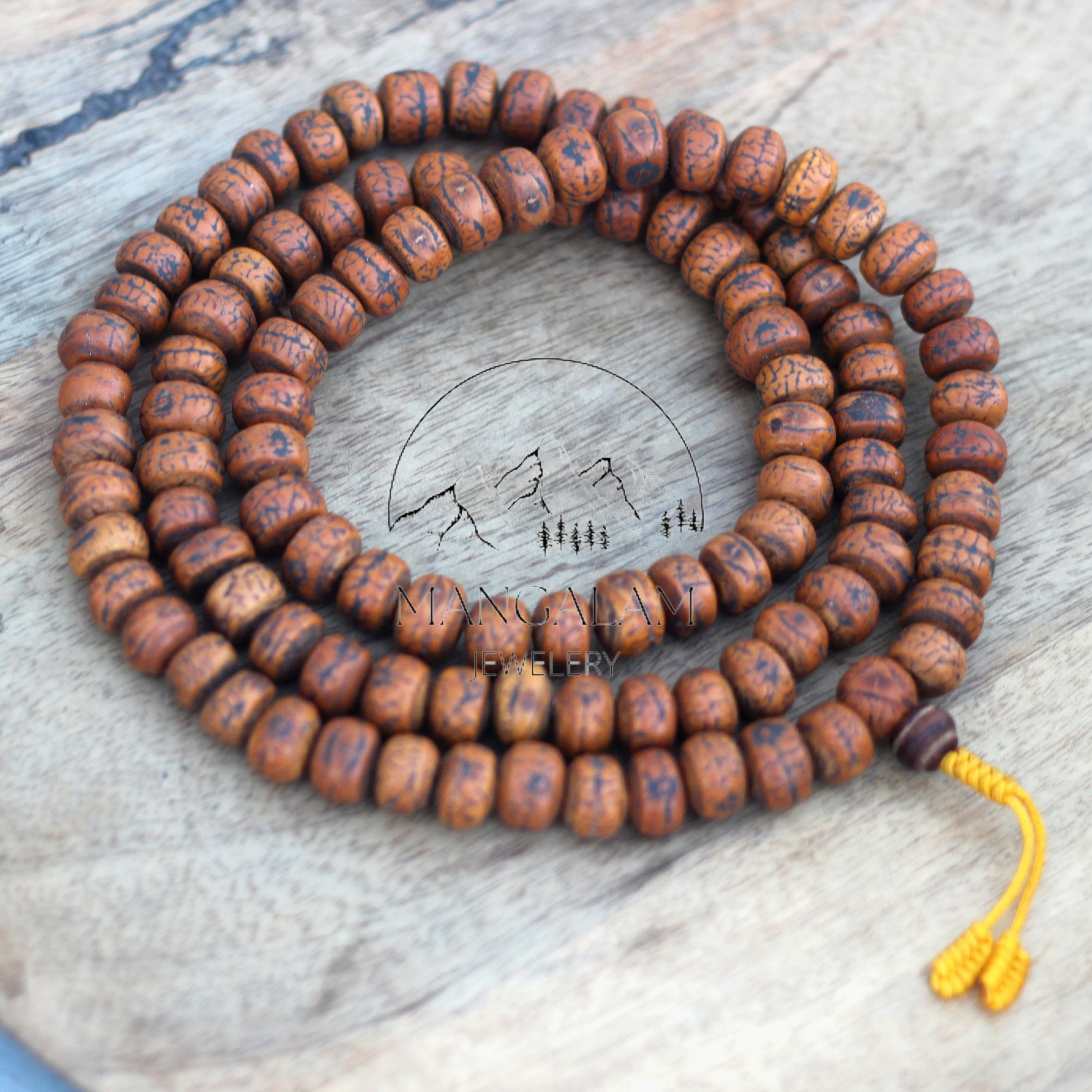 108 Authentic Bodhi Seed Mala Prayer Beads, Phoenix Eye Bodhi Seed