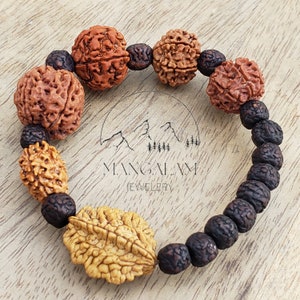 Rudraksha 2 3 4 5 6 7 Mukhi (Face) Beads Mala Wrist Band Bracelet For Men and Women, Rudraksha Bracelet, Shiva armlet.