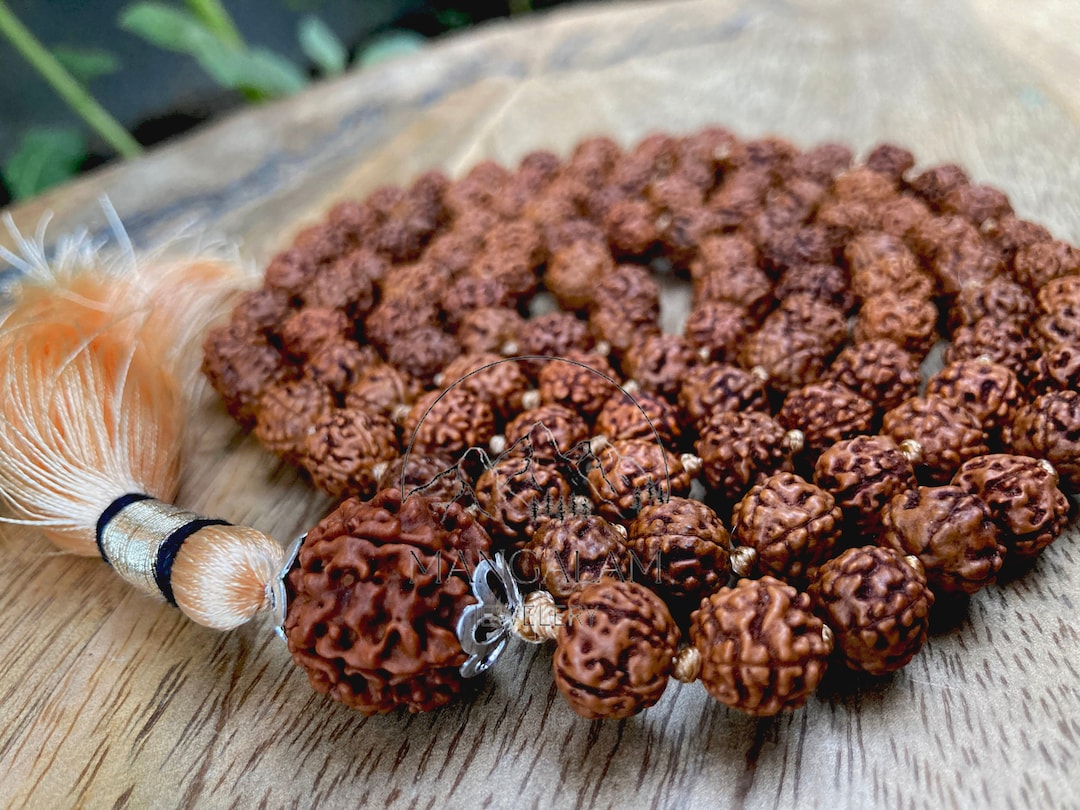 Handmade Vintage Tibetan 6 Face Rudraksha Seed Mala Prayer Bead Necklace #14 main image 1