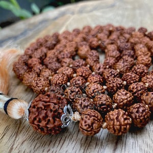 108 Natural Aged Dark Black Rudraksha Seed Mala Prayer Beads, Sacred Rudraksha Japa Mala, Meditation Mala Rosary