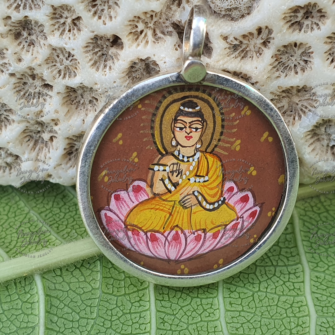 Pendentif Bouddha peint à la main en argent sterling 925