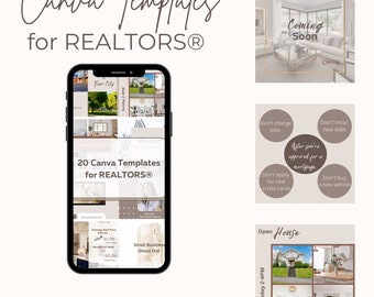 20 Fully Customizable Canva Templates for REALTORS®/ Brokers/Real Estate Agents for Social Media/Instagram (Neutral)