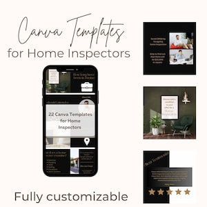 Canva Templates for Home Inspectors/ Black and Gold Social Media Templates for Home Inspectors/ Home Inspector Marketing/ Home Inspection V1