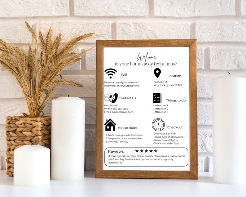 Short Term Rental Sign/ House Rules/ Vacation Rental/ Etsy