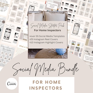 Neutral Canva Template Bundle for Home Inspectors Social Media (Instagram templates), Home Inspector Marketing Social Media Pack