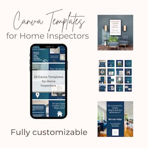 Instagram Templates for Home Inspectors Blue v. 1/ Social Media Template for Home Inspectors/ Canva Templates for Home Inspector Business