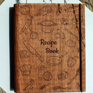 Libro de recetas personalizado / Carpeta en blanco / Regalos para mamá / Libro de cocina de madera / Regalo del día de las madres / Planificador diario / Cuaderno personal de madera