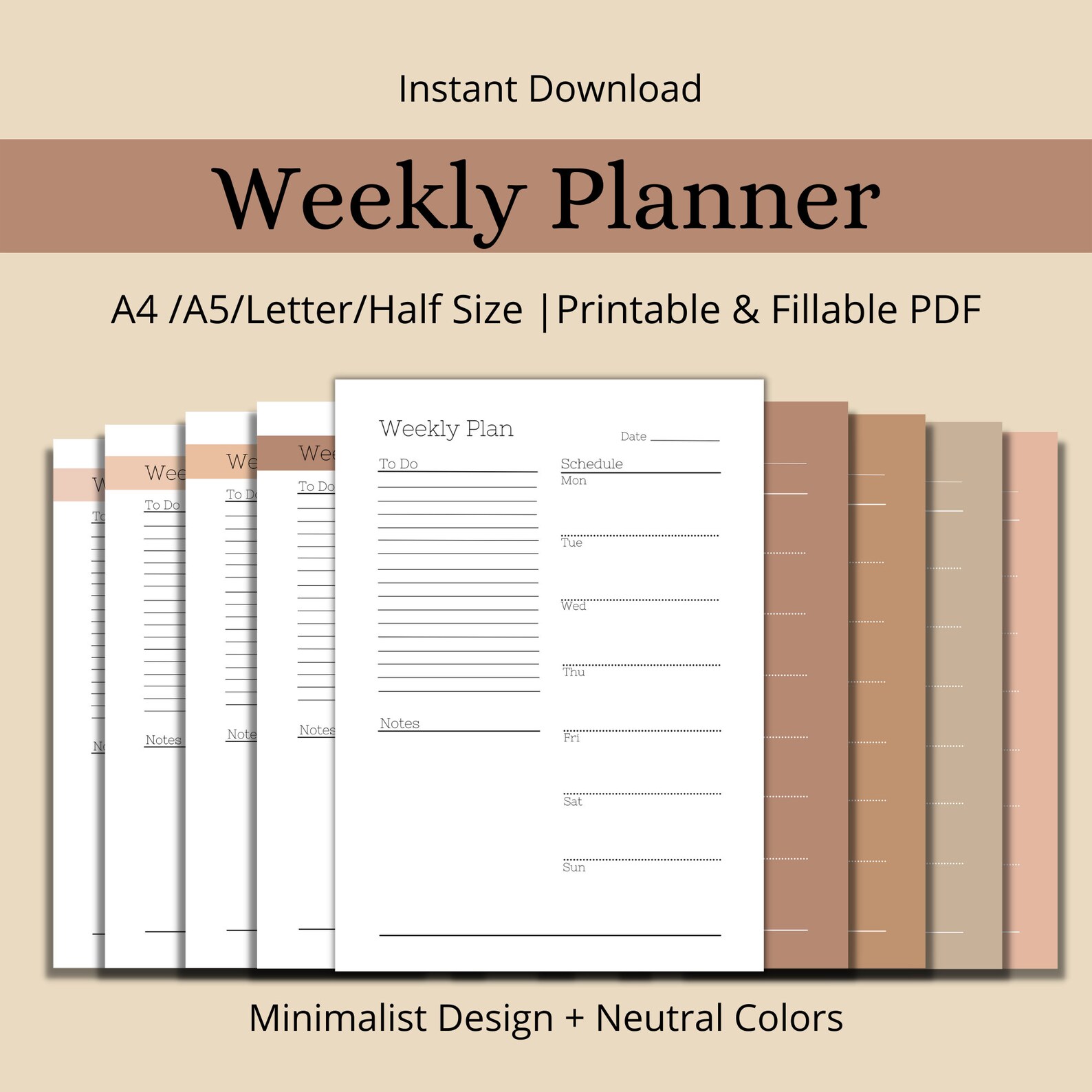 Weekly to Do List Printable, Minimalist Weekly Planner Printable ...