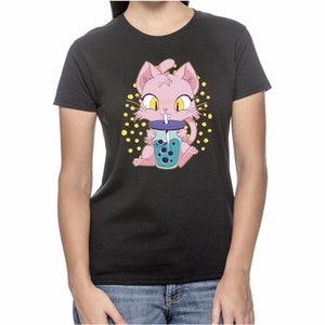 Cute anime cat women t-shirt * casual cool fresh cotton, cat tshirt, anime cat tee, cartoon cat shirt, pet shirt