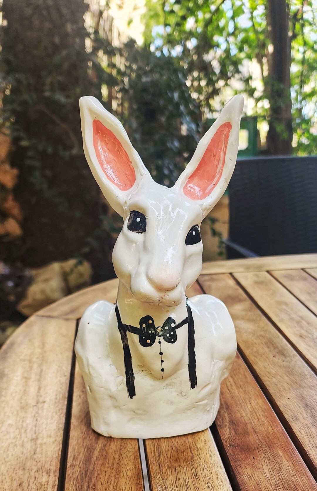 Adorable Plaster White Rabbit Decoration for Garden and Home Rabbit ...