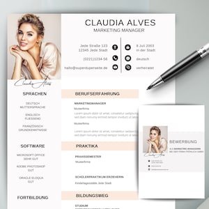 Modello di candidatura tedesco Modello di CV per Word CV ...