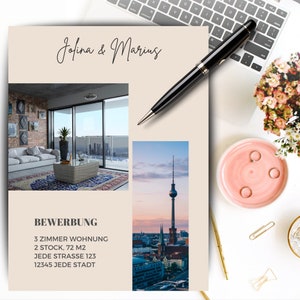 Modern apartment application, template for Word, Pages & OpenOffice, including short profile and cover letter, professional application for an apartment