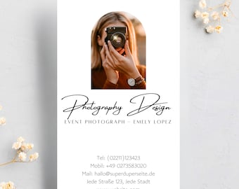 Personalized business card in portrait format – Modern design for coaches, photographers, hairdressers & self-employed, with logo and photo