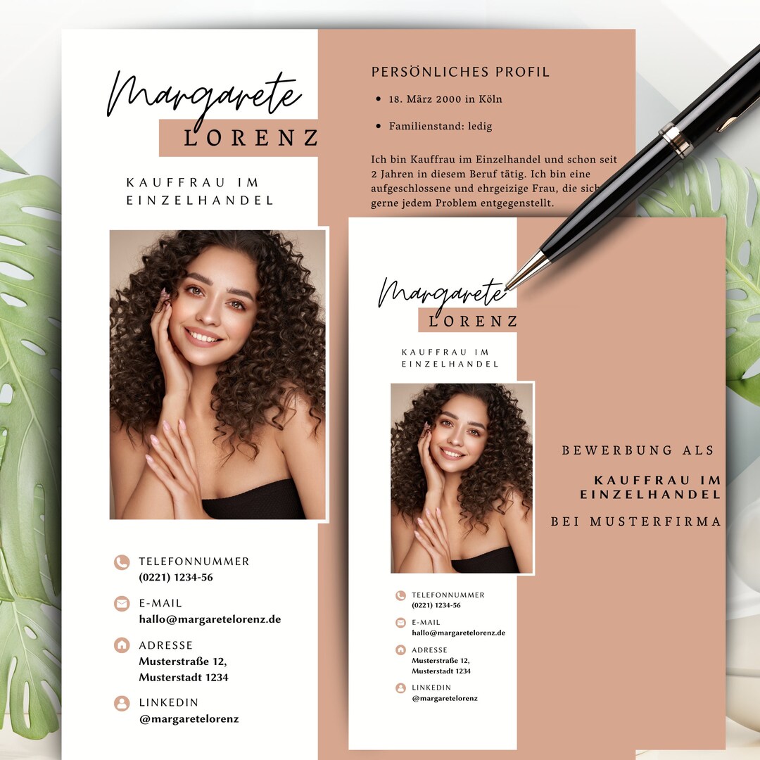 Modern & Professional Application Template Design in German, CV for ...