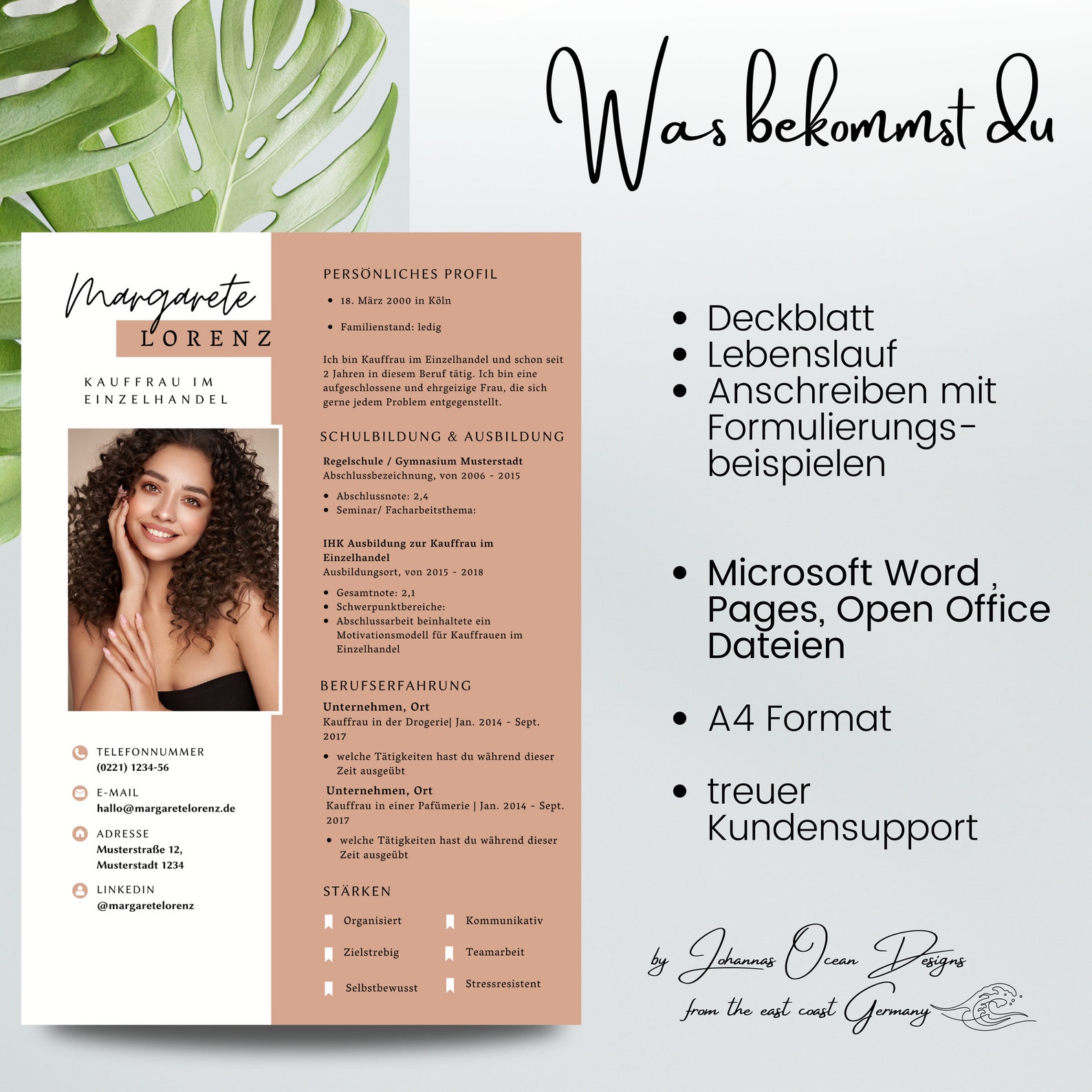 Modern & Professional Application Template Design in German, CV for ...