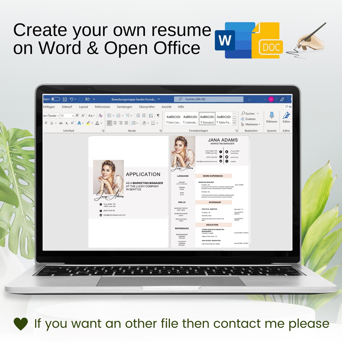 Image showcasing Resume Template Word 2022 Professional CV Template With - Etsy