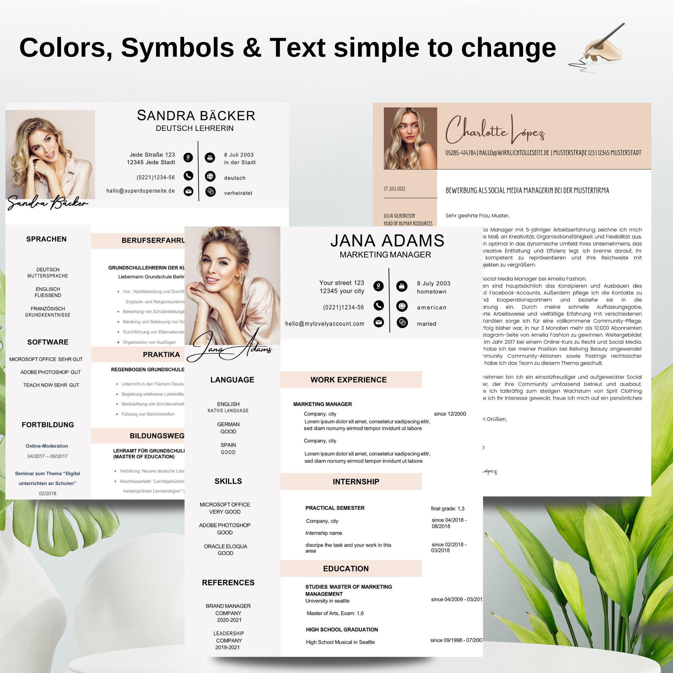 Resume Template Word 2022, Professional CV Template With Photo, Modern ... - Background Image Size For Resume In Word 2022