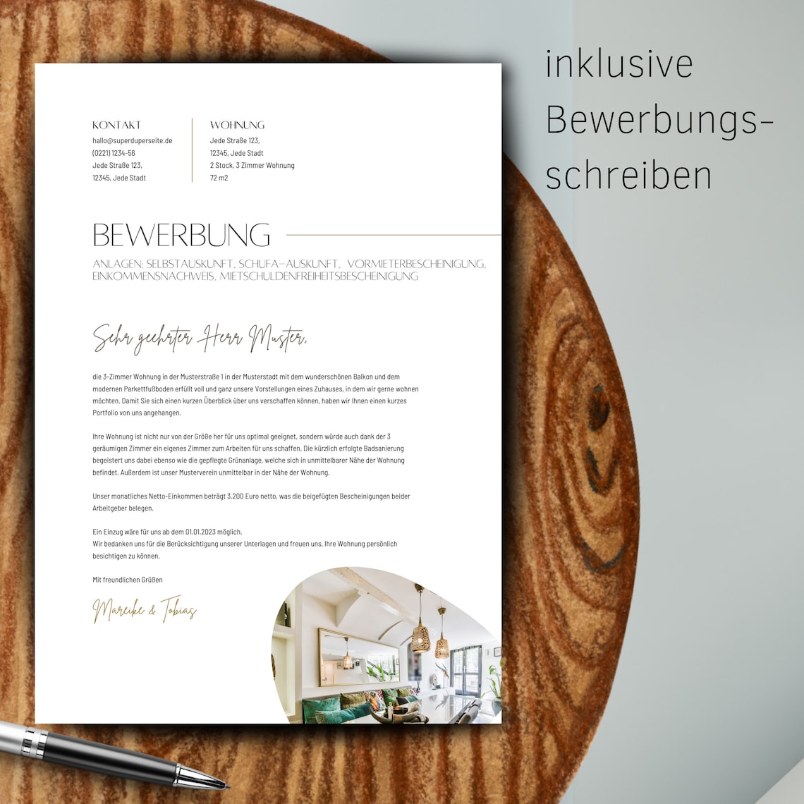 Bewerbung Wohnung Vorlage Word