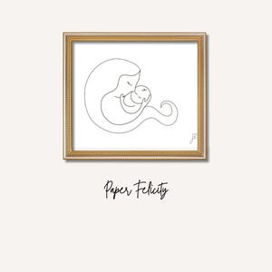 Tender portrait of mother with child - simple and elegant - bedroom decoration idea - gift idea for mother or a birth