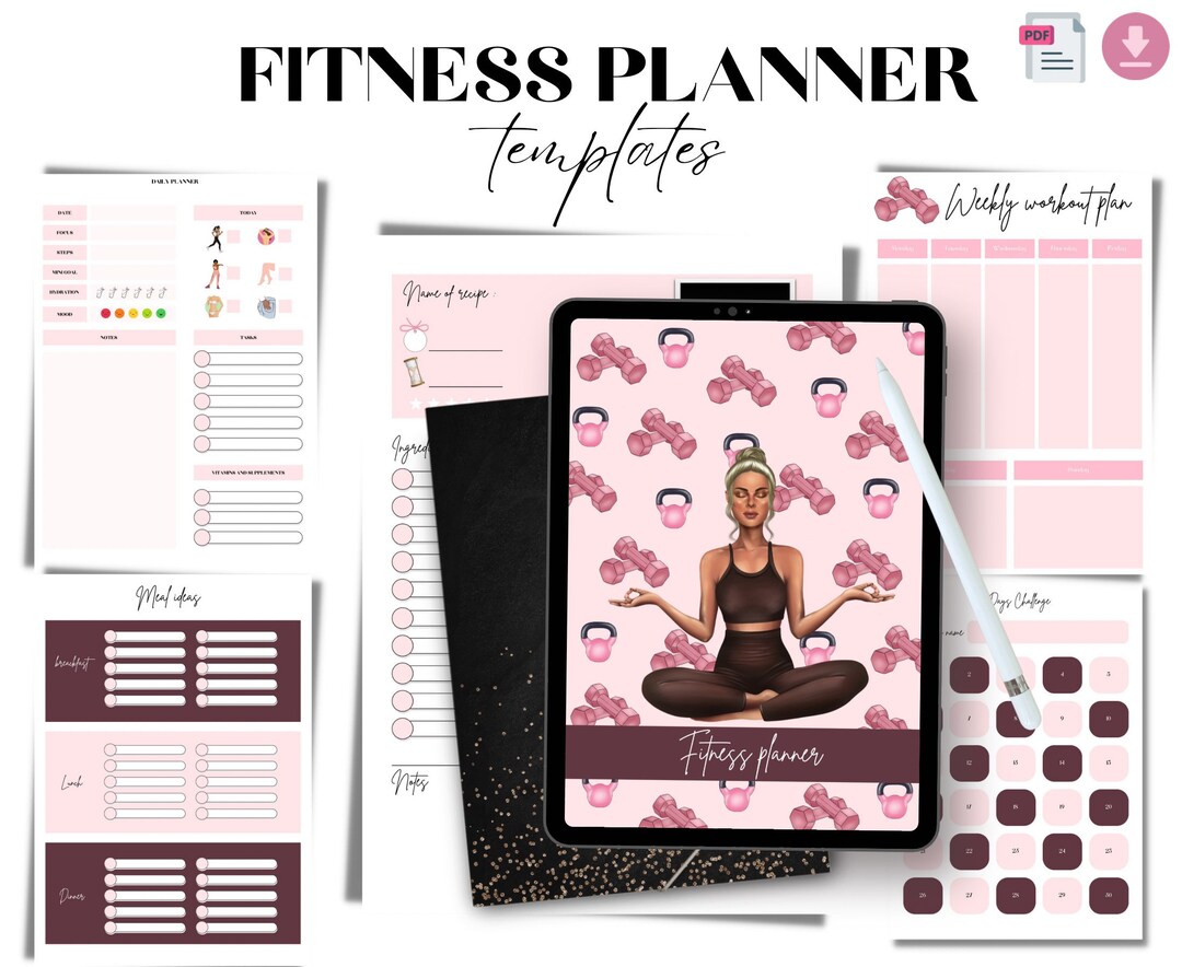 Digital Fitness Planner Inserts Digital Fitness Planner Etsy