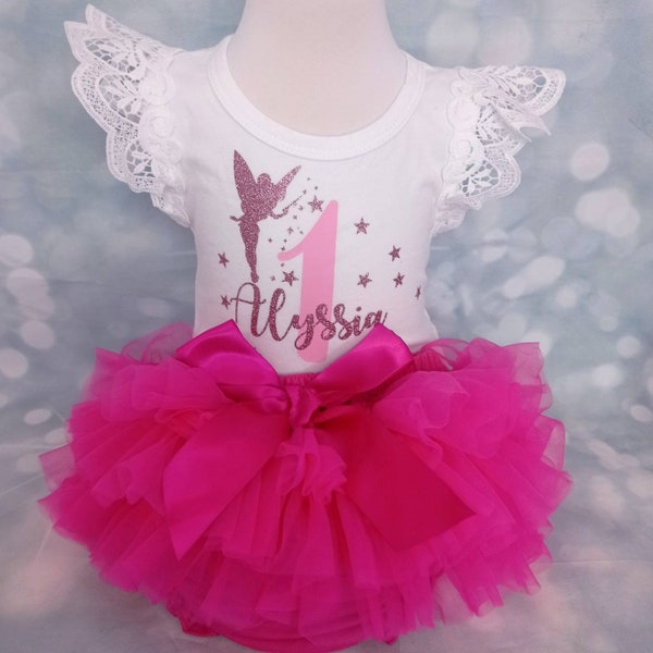 Girl First 1st Birthday Outfit Hot Pink Fairy Tutu Knickers Ruffle Pants Cake Smash Puffy