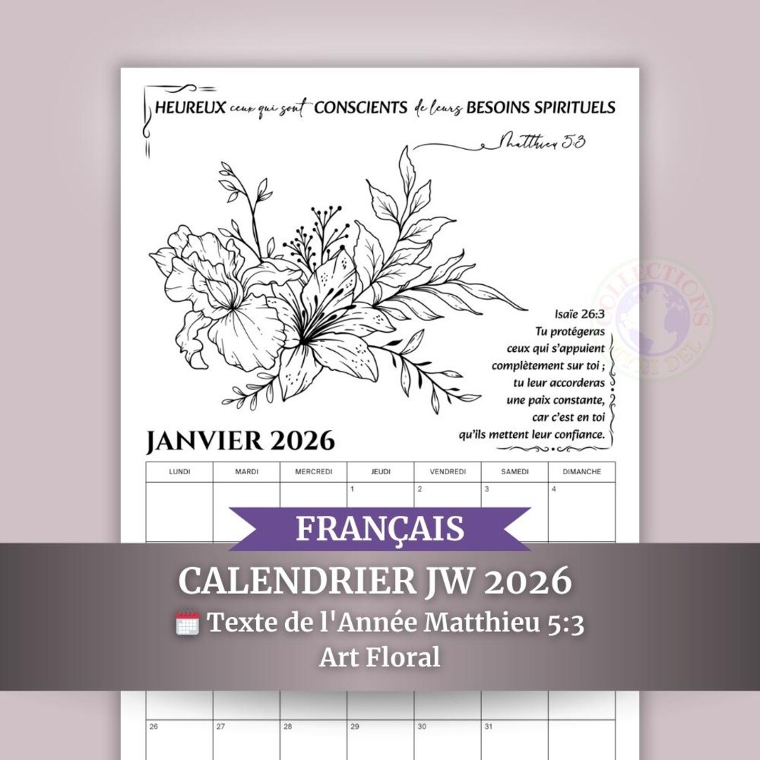 Printable Calendar JW TJ 2026 | Save Ink Black & White | Text of the ...
