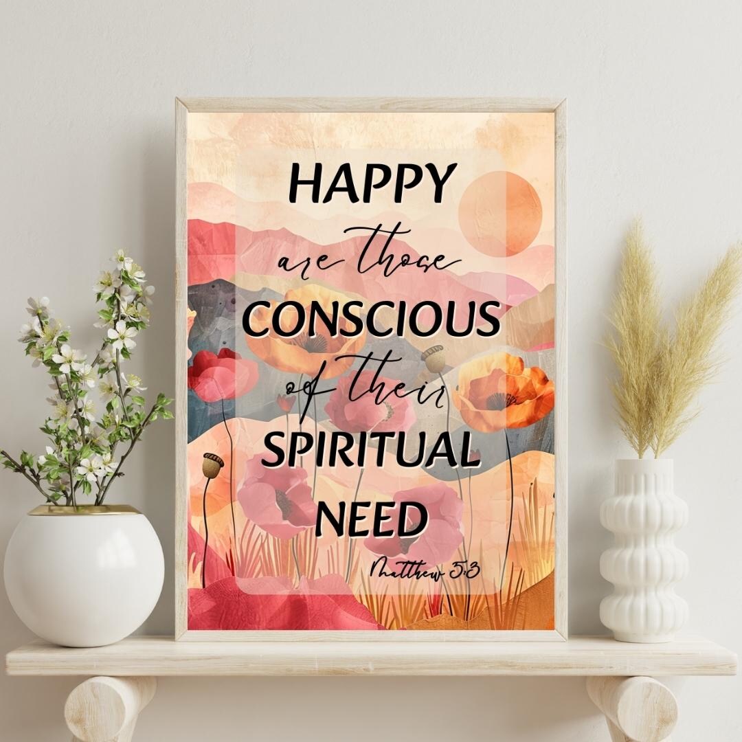 JW 2026 Year Text Matthew 5:3 Art Print | Poppy Field Abstract Digital ...