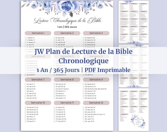FRANÇAIS - JW Plan de Lecture Biblique Chronologique en Français – 1 An / 365 Jours | PDF Imprimable | A4 et Us Letter - Matthieu 5:3