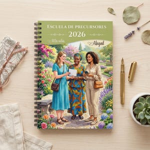 SPANISH - Cuaderno personalizable Escuela de Precursores JW 2026 | Regalo Hermanas Precursoras | Espiral, 118 Páginas
