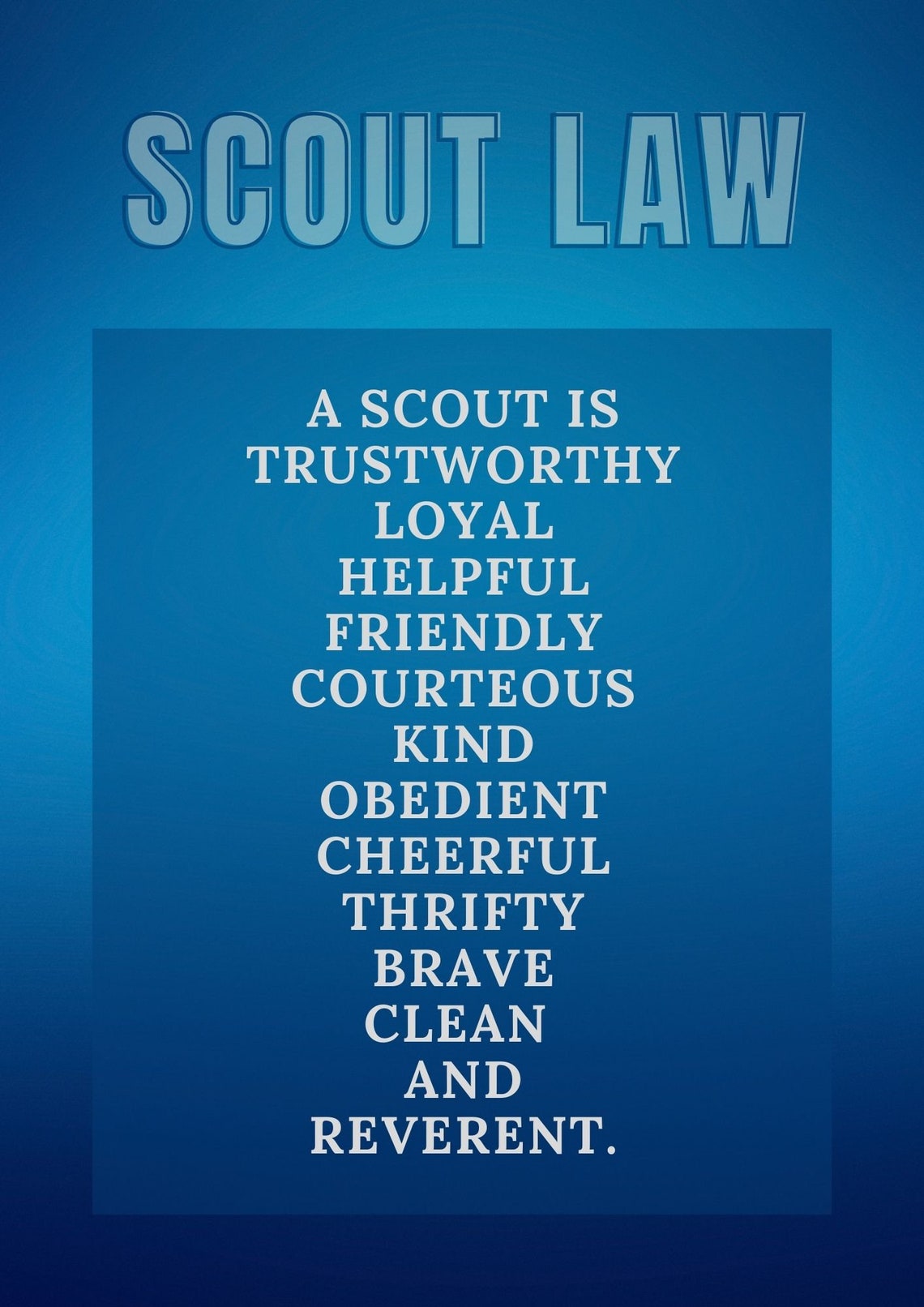 8 5 X 11 Scout Oath And Scout Law Poster Etsy