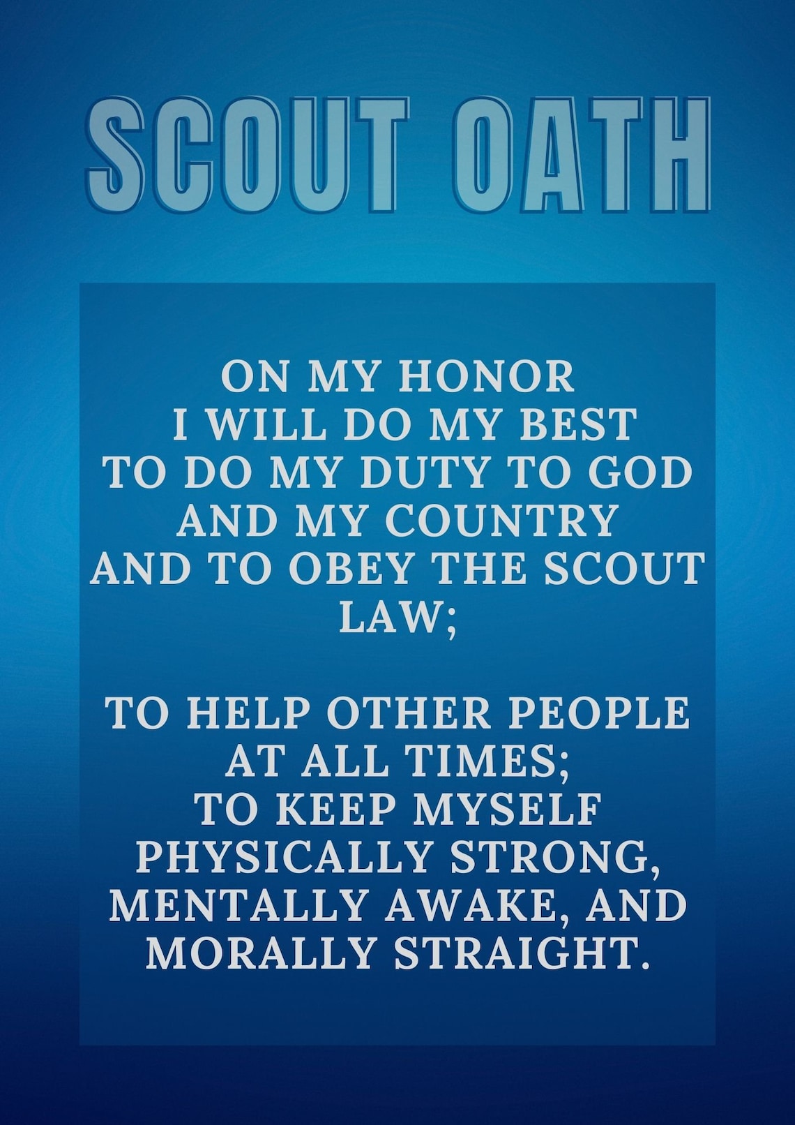 Scout Oath and Scout Law Poster Etsy