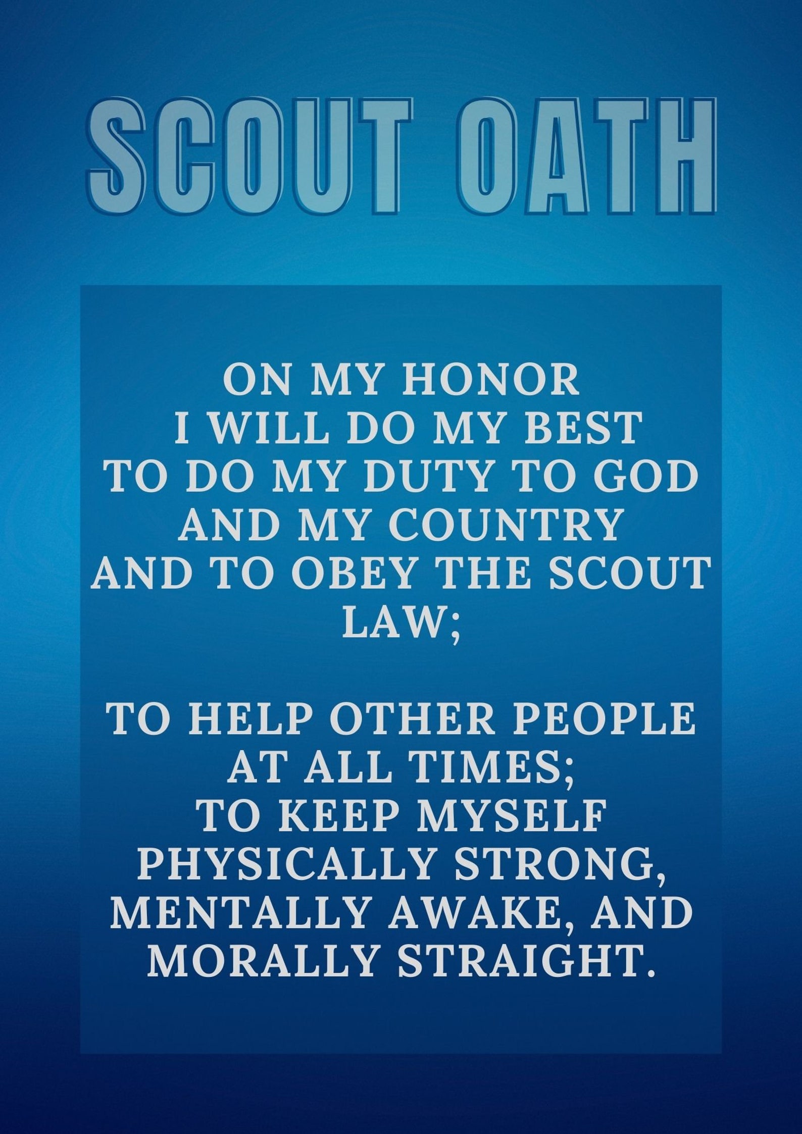 8.5 X 11 Scout Oath and Scout Law Poster Etsy