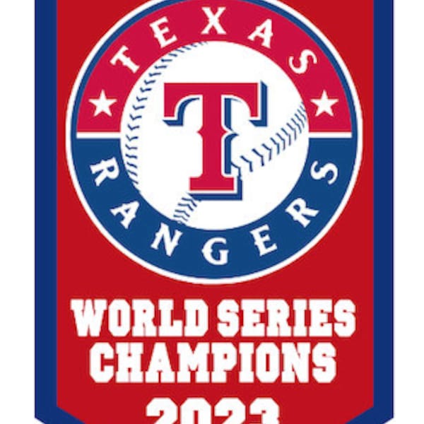 Texas Rangers World Series 2023 Champions Banner Style Sticker or Magnet