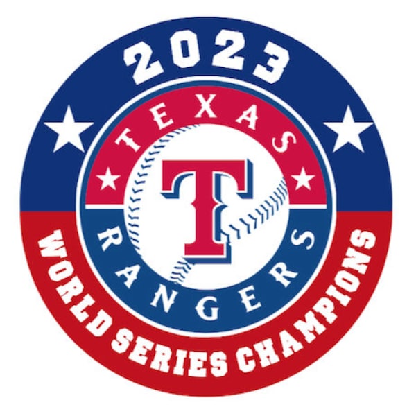 Texas Rangers World Series 2023 Champions Round Sticker or Magnet