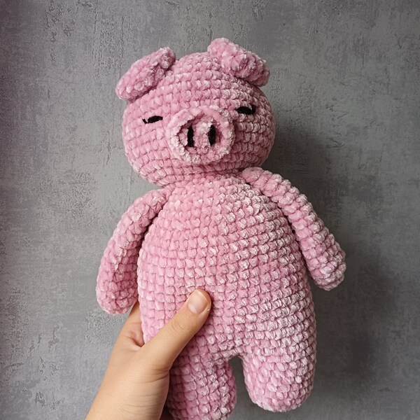 Doudou peluche cochon, fait main au crochet