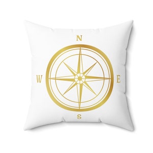 Compass Pillow: Polyester Cabin Decor Pillow