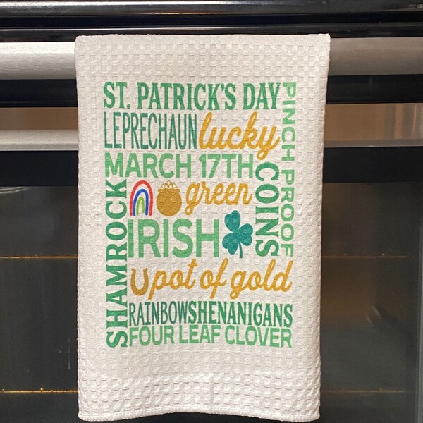 St Patrick’s Kitchen or Bar Towel, Saint Patrick’s Day Hand Towel, St Patrick’s Day Home Décor, Saint Patrick’s dish towel, St Patty’s Day